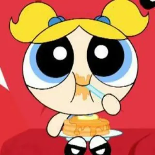 🍭 Bubbles Powerpuff Girls Burbujas, Las Chicas Superpoderosas, Dibujos animados, Panqueques, Comida telegram sticker