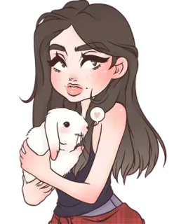 🐰 donna, ragazza, coniglio, animale domestico, carino, cartone animato telegram sticker