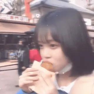 😋 ăn, bé gái, đồ ăn, đồ ăn nhẹ, chân dung, trẻ em, thanh niên telegram sticker