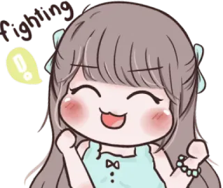 😊 Fighting ผู้หญิง, น่ารัก, ต่อสู้, เชียร์, อนิเมชั่น, จิบิ telegram sticker