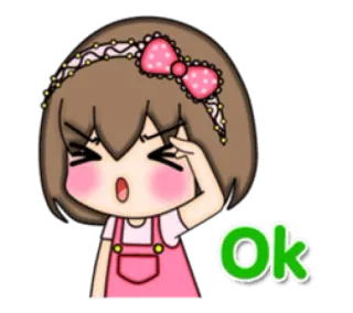 👌 Ok girl, ok, cute, pink, bow telegram sticker
