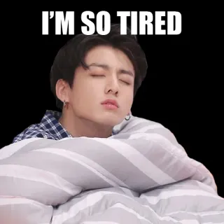 😴 I'M SO TIRED 피곤한, 졸린, 지친, 침대, 휴식, 수면 telegram sticker