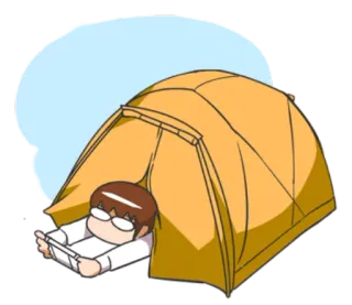 ⛺ tente, camping, intérieur, dessin animé, dessin, lunettes telegram sticker