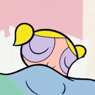 🙂 Bubbles Powerpuff Girls Bolle, Le Superchicche, cartoni animati, dormire, letto, animazione telegram sticker