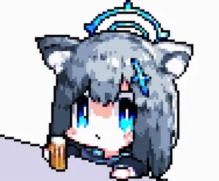 🍺 dziewczyna anime, pixel art, słodkie, kawaii, piwo telegram sticker