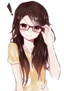 🤔 Anime, Gadis, Kacamata, Berambut cokelat, Tersenyum telegram sticker