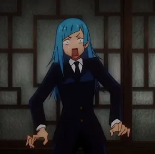 🙀 anime, mujer, impactada, pelo azul telegram sticker