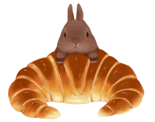 🐰 coelho, coelhinho, croissant, comida, fofo, animal telegram sticker