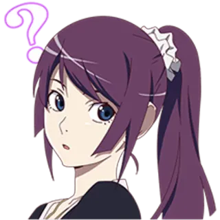 ❓ Anime, Punto interrogativo, Confusa, Ragazza, Espressione, Coda di cavallo telegram sticker