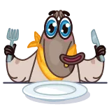 🤤 zwierzę, jedzenie, kreskówka, talerz, widelec, nóż telegram sticker