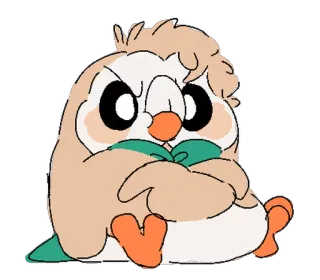 😠 Rowlet Pokemon Brindibou, Pokémon, hibou, mignon, plante, vol telegram sticker