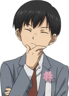 🤔 Anime, Personagem, Pensando, Terno, Gravata telegram sticker