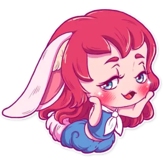 😊 Desenho animado, Garota, Anime, Fofo, Kawaii, Coelho, Chibi telegram sticker