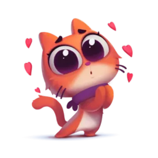 😍 cat, kitten, hearts, cute, cartoon, animal, sticker telegram sticker