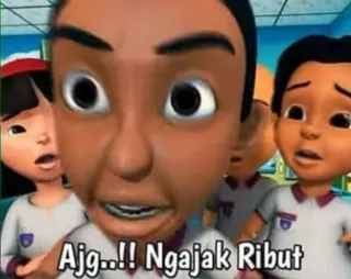 😡 Ajg..!! Ngajak Ribut Kreskówka, Zły, Indonezyjski, Obraźliwy język telegram sticker