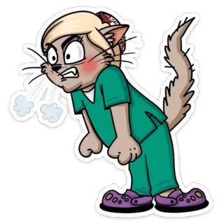 😡 cat, angry, nurse, cartoon, character, sticker, animal telegram sticker