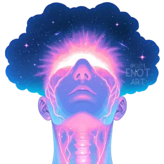 🌌 galaxy, stars, face, head, neon, lightning, art telegram sticker