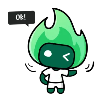👌 Ok! fogo, verde, personagem, ok, tá whatsapp sticker
