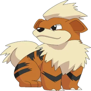 🔵 Growlithe Pokemon Caninos, Pokémon, type feu, chien, animé, dessin animé telegram sticker