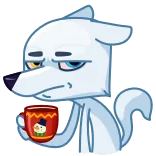 😒 cartoon, dog, snowman, mug, animal telegram sticker