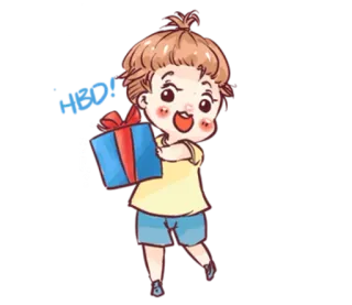 🎁 child, cartoon, gift, boy, present, cute telegram sticker