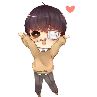 ❤ Anime, Chibi, Fofo, Menino, Bandagem, Kawaii telegram sticker