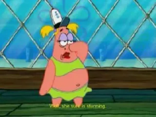 🕸 Patrick Star Spongebob Squarepants Well, she sure is stunning. patrick, spongebob, desenho animado, impressionante, crossdressing whatsapp sticker