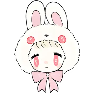 😒 dễ thương, thỏ, anime, hoạt hình, kawaii, động vật, mũ telegram sticker