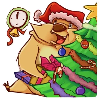 🎄 noël, ours, sapin, cadeaux, fêtes, dessin animé, fête telegram sticker