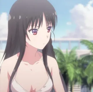 😕 ragazza anime, bikini, spiaggia, estate telegram sticker
