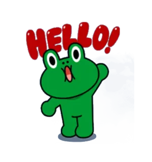✋ HELLO! grenouille, bonjour, salutation, dessin animé, animal whatsapp sticker