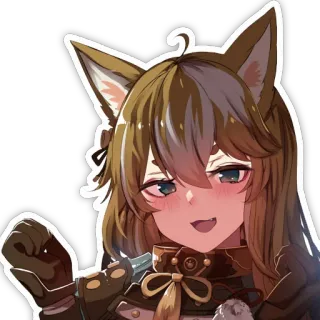 😉 Аниме девушка, Лисьи уши, Персонаж, Наклейка telegram sticker