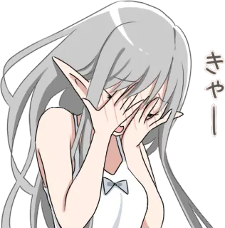 🙈 キャー！ Anime, Elfo, Chorando, Envergonhado, Kawaii, Mangá whatsapp sticker