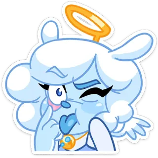 😛 thiên thần, hoạt hình, dễ thương, vầng hào quang, nhãn dán, nhân vật, đáng yêu telegram sticker