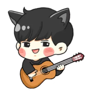 🎸 telinga kucing, kartun, gitar, musik, imut, kawaii, anime whatsapp sticker