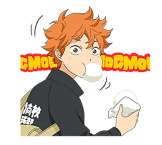 😗 CMOLDDMOLD アニメ, 漫画, オレンジ髪, 食べる, 面白い telegram sticker