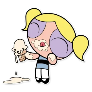 🍦 Bubbles Powerpuff Girls Cartone animato, Gelato, Disordinato, Carino, Dolce telegram sticker