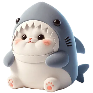 😇 gato, tiburón, animal, lindo, dibujos animados, kawaii whatsapp sticker