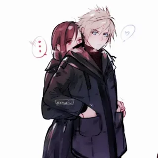 🥢 @smail_l couple, hug, anime, winter, coat, love telegram sticker