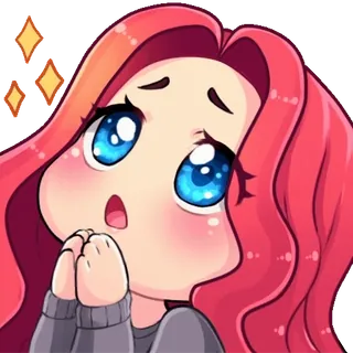 🙏 Аниме, Милый, Каваи, Блестки, Девушка, Умоляющий telegram sticker