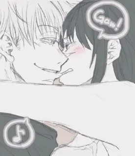 🙂 Gan! อนิเมะ, คู่รัก, ความรัก, โรแมนติก, จูบ, มังงะ telegram sticker