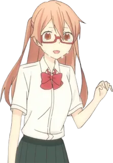 😢 anime, girl, school uniform, glasses, character telegram sticker