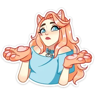 🤷‍♂️ cat girl, anime, sticker, confused, shrugging, cute whatsapp sticker