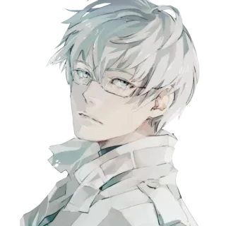 😕 Anime, Uomo, Occhiali, Capelli Bianchi, Personaggio, Arte, Ritratto telegram sticker