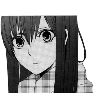 😶 Anime, Manga, Fille, Noir et blanc, Portrait, Dessin animé whatsapp sticker