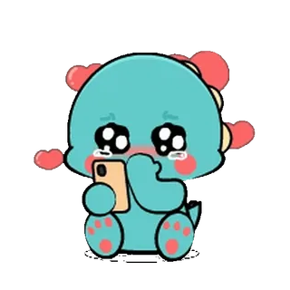 🦕 귀여운, 공룡, 카와이, 하트, 만화, 우는 whatsapp sticker