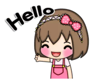 🖐 Hello hello, greeting, girl, kawaii, cute telegram sticker
