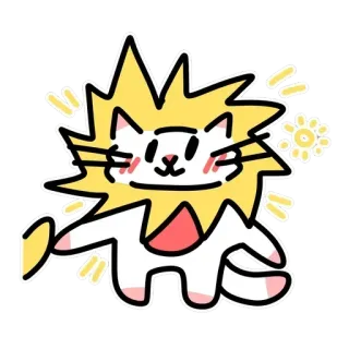 ❤️ gatto, leone, carino, cartone animato, animale, sole, scintillio, kawaii telegram sticker