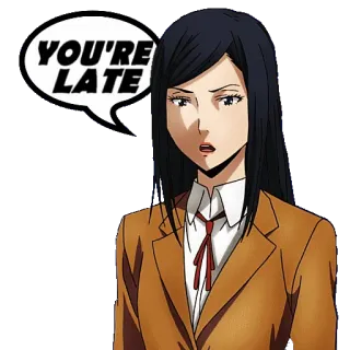 ⌚️ YOU'RE LATE Anime, Mujer, Bocadillo de diálogo, Tarde whatsapp sticker