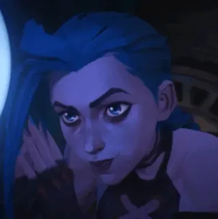 🌀 Jinx Arcane Jinx, Arcane, League of Legends, pelo azul, personaje telegram sticker